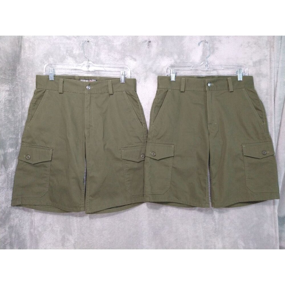 Under Armour UA Shorts Men 30 Green Cargo Safari Canvas Flat Front Lot of 2